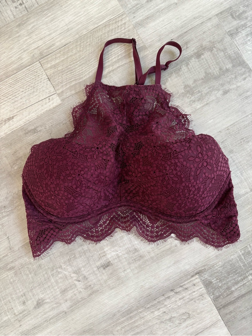 Victoria's Secret Burgundy Lace High-Neck Bralette